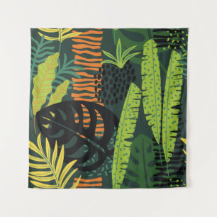 Abstract seamless pattern with tropical leaves. Ha Tapestry