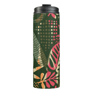 Abstract seamless pattern with tropical leaves. Ha Thermal Tumbler