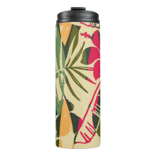 Abstract seamless pattern with tropical leaves. Ha Thermal Tumbler