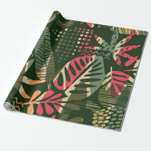 Abstract seamless pattern with tropical leaves. Ha Wrapping Paper