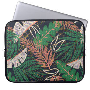 Abstract seamless pattern with tropical leaves on laptop sleeve