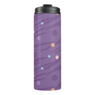 Abstract seamless purple pattern with circles and thermal tumbler