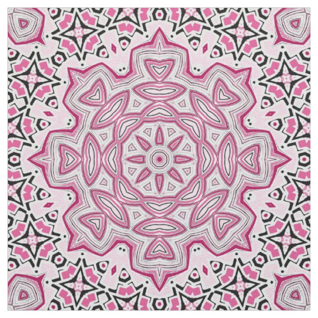 Abstract seamless round mandala mosaic tile kaleid fabric (Swatch)