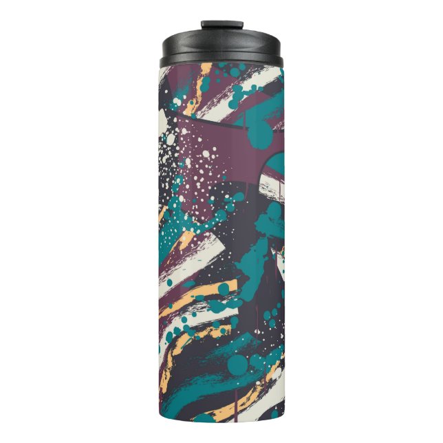 Abstract seamless stylish pattern with grunge elem thermal tumbler (Front)