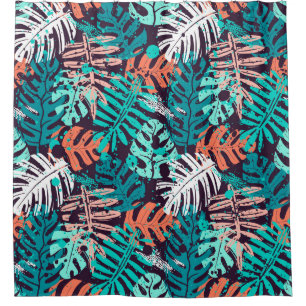 Abstract seamless tropical leaves pattern. Creativ Shower Curtain