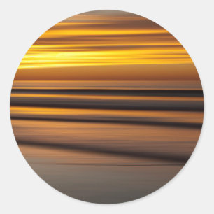 Abstract seascape at sunset, CA Classic Round Sticker