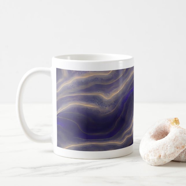 Abstract Seascape Fractured Waves 03 Coffee Mug (With Donut)