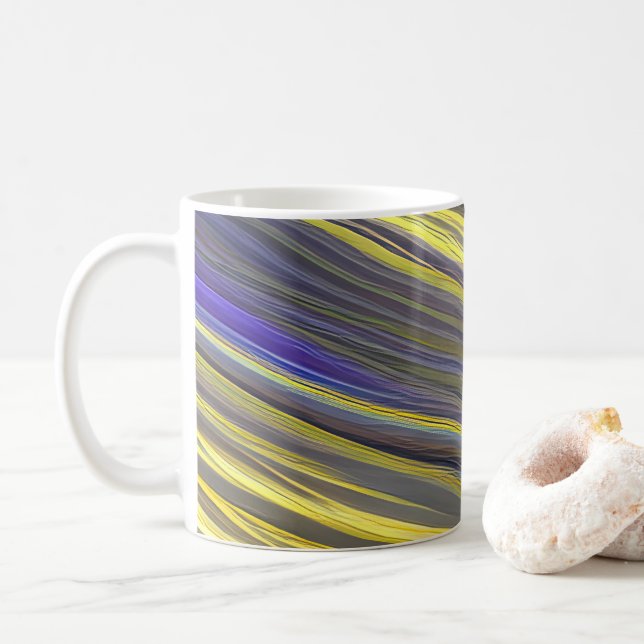 Abstract Seascape Fractured Waves 06 Coffee Mug (With Donut)
