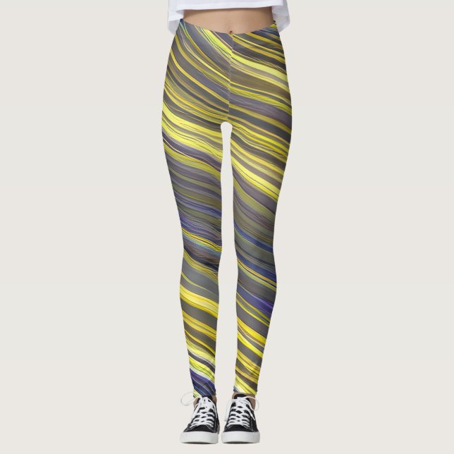 Abstract Seascape Fractured Waves 06 Leggings (Front)