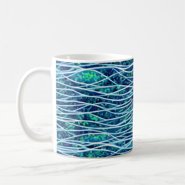 Abstract Seascape Fractured Waves 19 Coffee Mug (Left)