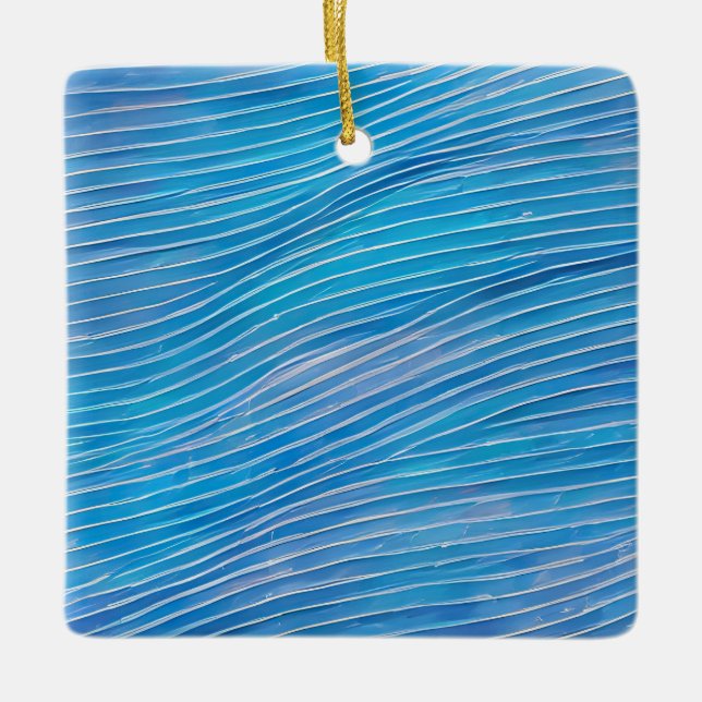 Abstract Seascape Fractured Waves 21  Ceramic Ornament (Front)
