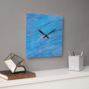 Abstract Seascape Fractured Waves 21  Square Wall Clock
