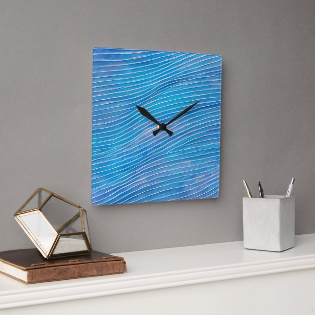 Abstract Seascape Fractured Waves 21  Square Wall Clock (Office)
