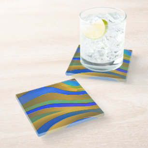 Abstract Seascape Fractured Waves 25 Glass Coaster