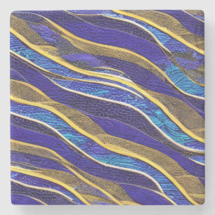Abstract Seascape Fractured Waves 33 Stone Coaster