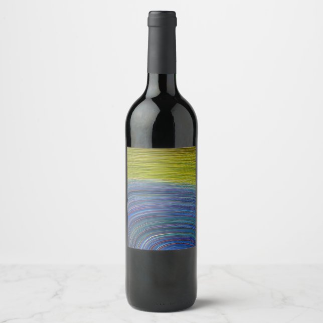 Abstract Seascape Fractured Waves 34 Wine Label (Front)