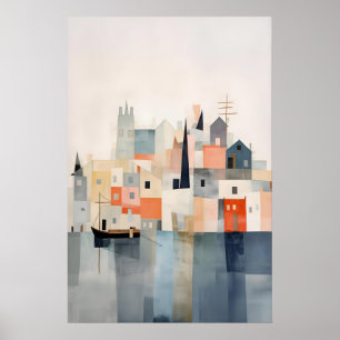 Abstract Seaside Art Print Soft Pastel Coastal