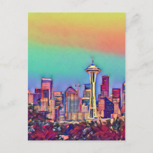Abstract Seattle Skyline  Postcard