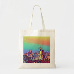 Abstract Seattle Skyline Tote Bag