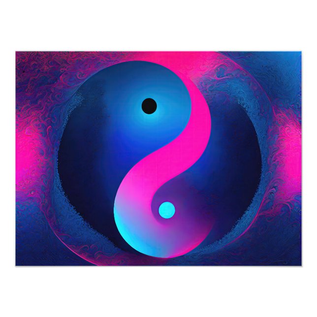 Abstract Serenity: Yin Yang in Pink & Blues Photo Print (Front)