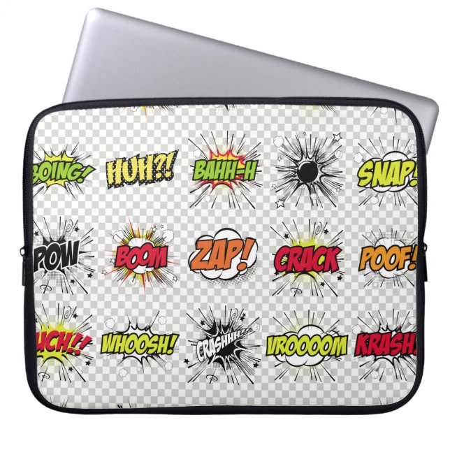 abstract set of pop art objects on a special backg laptop sleeve (Front)