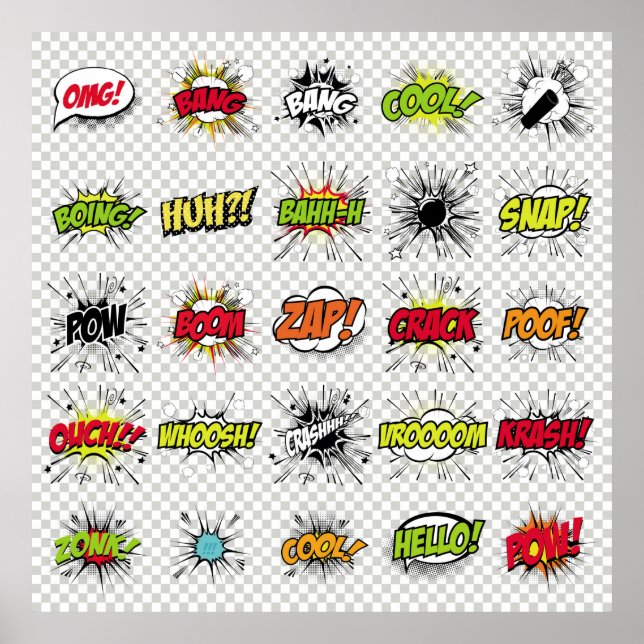 abstract set of pop art objects on a special backg poster (Front)