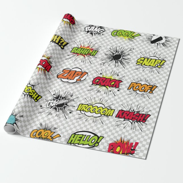 abstract set of pop art objects on a special backg wrapping paper (Unrolled)