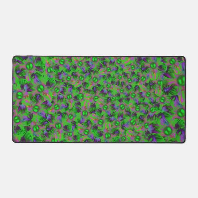 Abstract sewn flowers desk mat (Front)