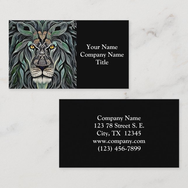 Abstract Shabby Chic King Lion Business Card (Front/Back)