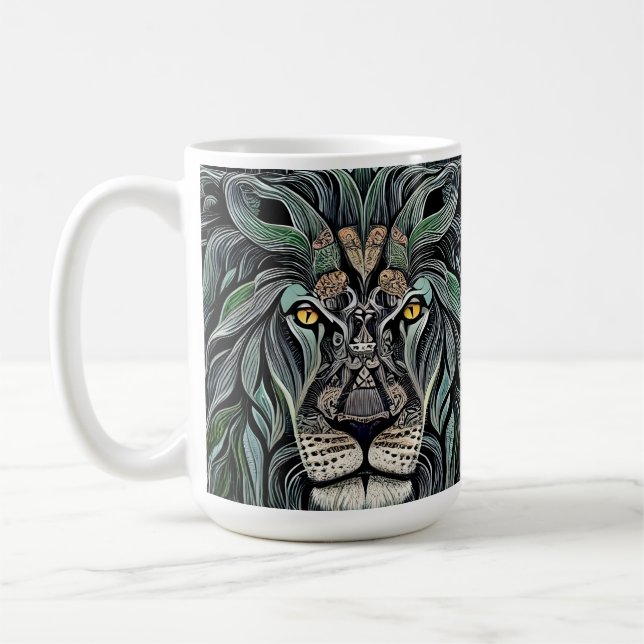 Abstract Shabby Chic King Lion Coffee Mug (Left)