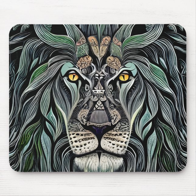 Abstract Shabby Chic King Lion Mouse Mat (Front)