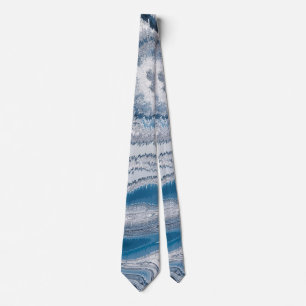 Abstract Shades of Blue and Silver Crystal Swirls Tie
