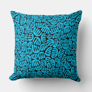 Abstract Shape 301122 - Sky Blue on Black Cushion