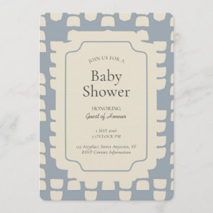 Abstract Shape Geometric Gender Neutral Blue Beige Invitation