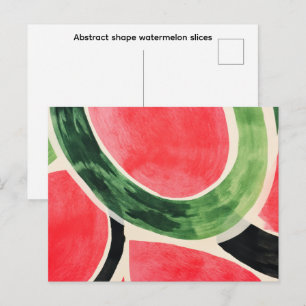Abstract shape watermelon slices postcard