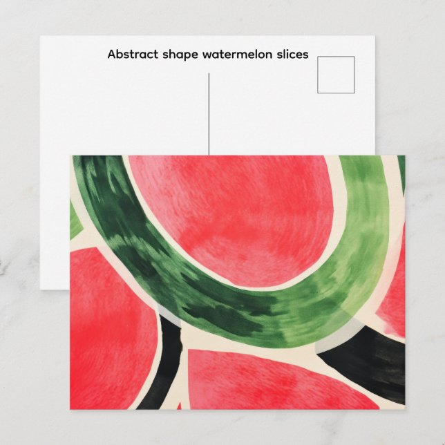 Abstract shape watermelon slices postcard (Front/Back)