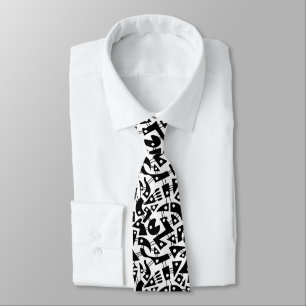 Abstract Shapes 180318 - Black on White Tie