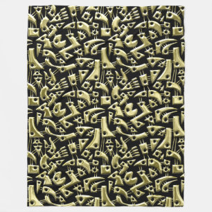 Abstract Shapes 180318 - Shiny Gold Fleece Blanket