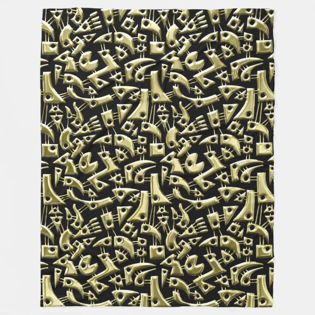 Abstract Shapes 180318 - Shiny Gold Fleece Blanket (Front)