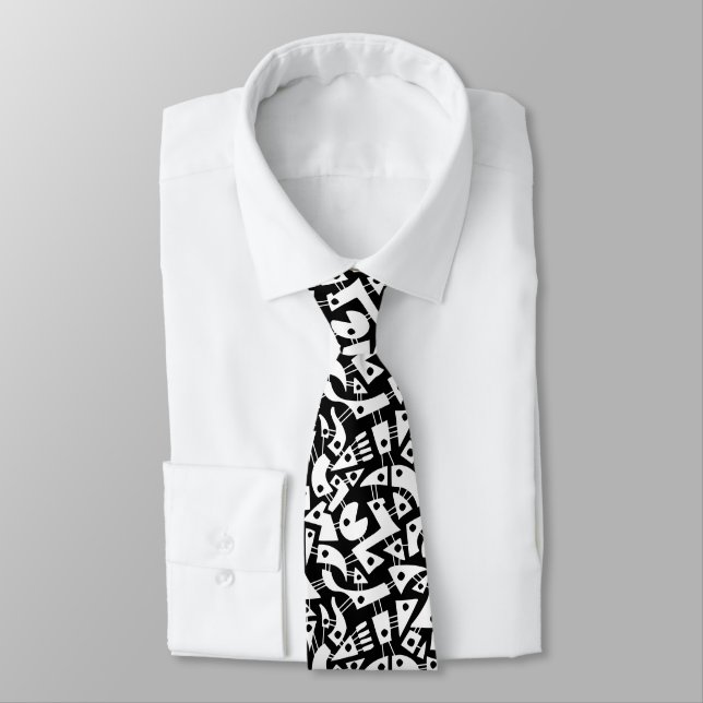 Abstract Shapes 180318 - White on Black Tie (Tied)