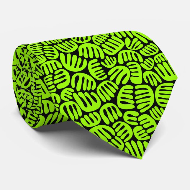 Abstract Shapes 301122 - Chartreuse on Black Tie (Rolled)