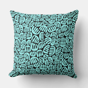 Abstract Shapes 301122 - Ice Blue on Black Cushion