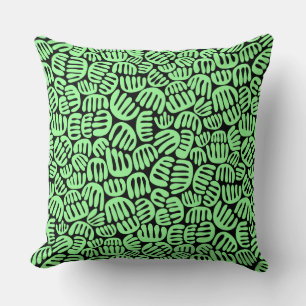 Abstract Shapes 301122 - Mint Green on Black Cushion