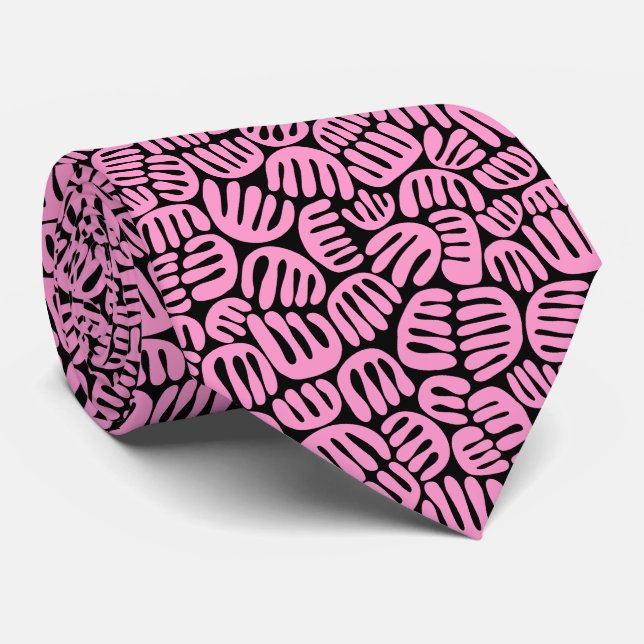 Abstract Shapes 301122 - Pink on Black Tie (Rolled)
