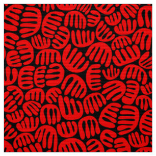 Abstract Shapes 301122 - Red on Black Fabric