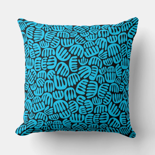 Abstract Shapes 301122 - Sky Blue on Black Cushion (Front)