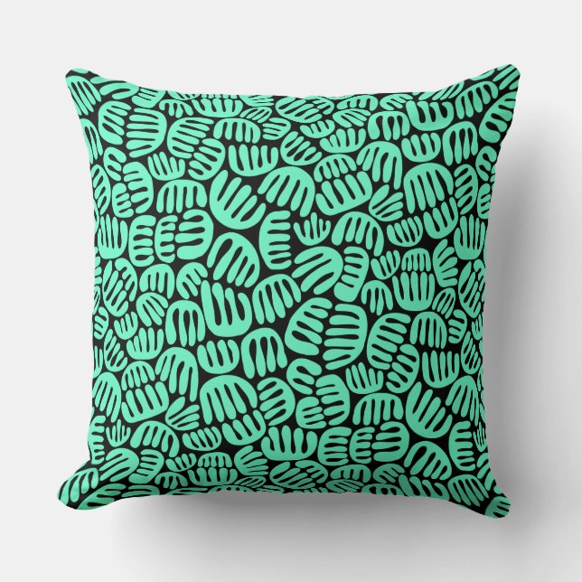 Abstract Shapes 301122 - Turquoise on Black Cushion (Front)