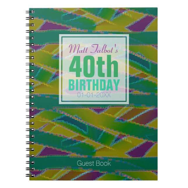 Abstract Shapes 40th Birthday Guest Book 5a (Front)
