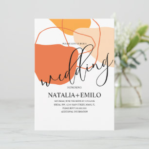Abstract Shapes and Lines Terracotta Wedding Invitation