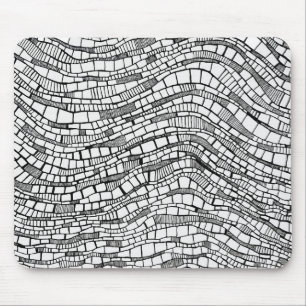 Abstract Shapes Black and White Pen Ink Design Mouse Mat